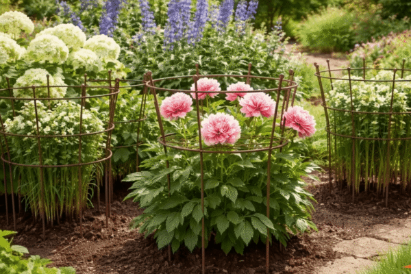 Wie stützt man Blumen im Garten?